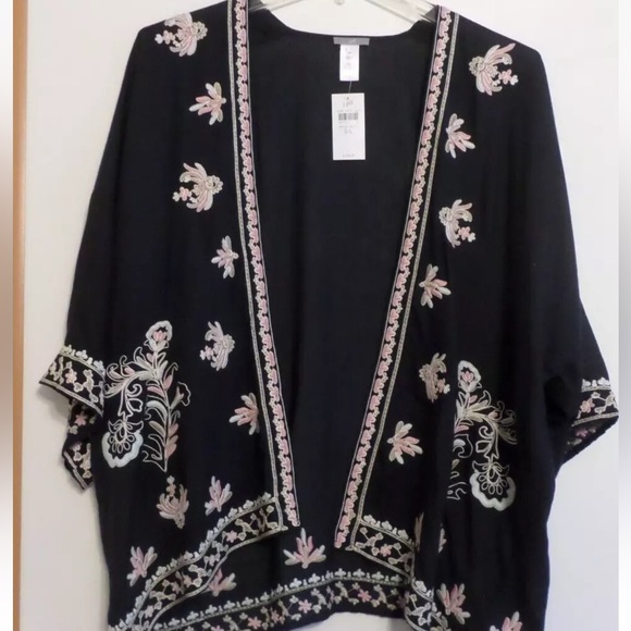 J.Jill open front embroidered ruana Kimono Size S-L - Picture 1 of 7